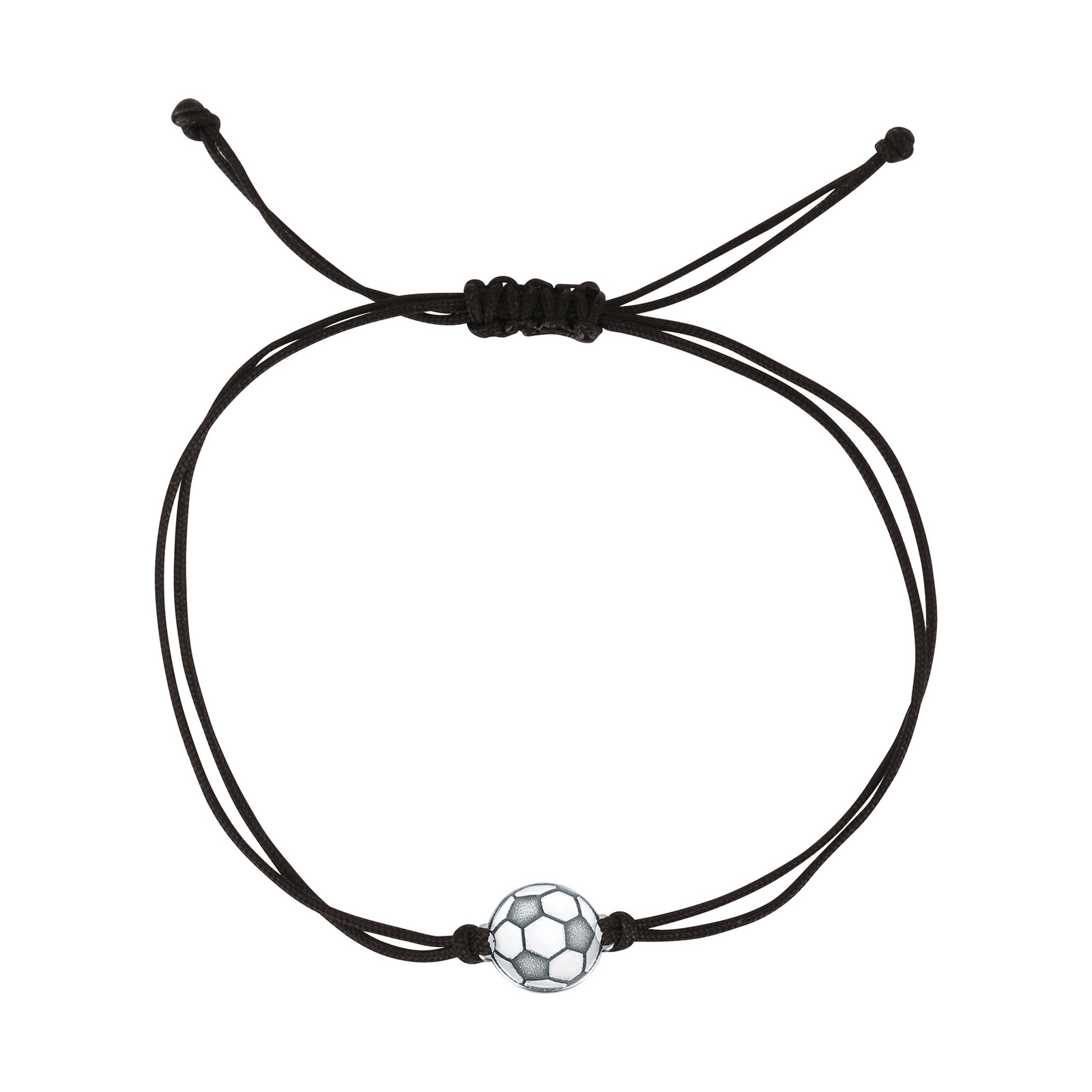 Evolution Group Textilní náramek Kabbalah černý se stříbrným fotbalovým míčem 13057.3 black