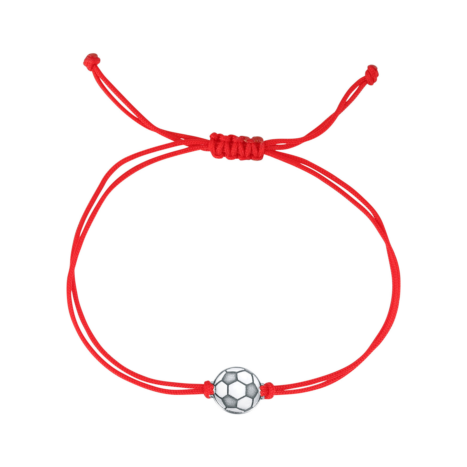 Evolution Group Textilní náramek Kabbalah červený se stříbrným fotbalovým míčem 13057.3 red