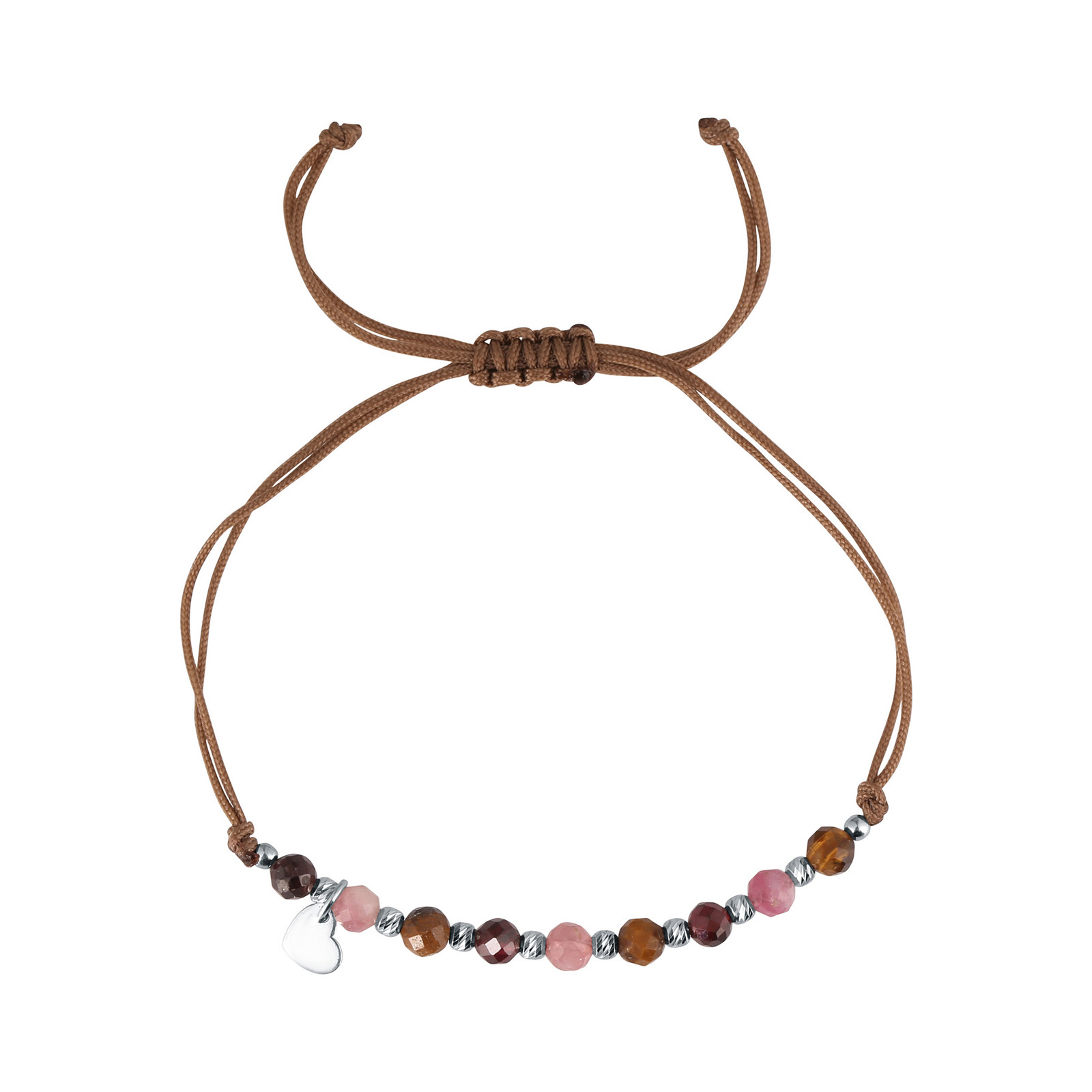 Evolution Group Textilní náramek vínový s korálky z turmalinu a granátu 13059.3 mix