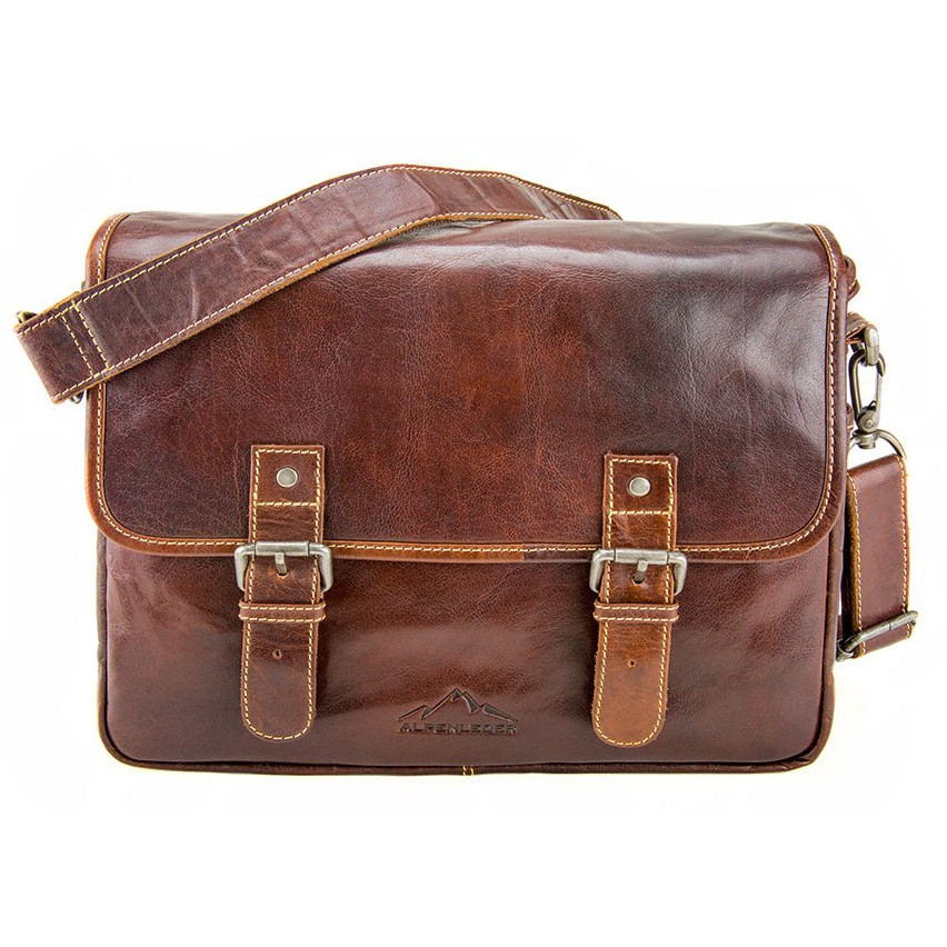 Taška přes rameno Alpenleder Tourer - středně hnědá