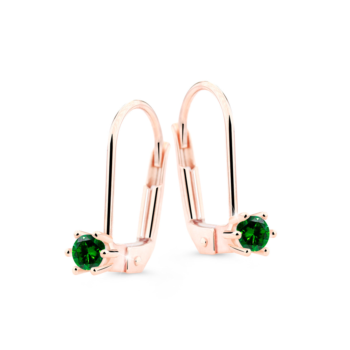 Cutie Diamonds Krásné visací náušnice z růžového zlata se smaragdy DZ8012-55-SM-X-4