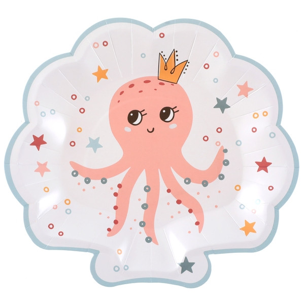 Talíře papírové Chobotnice 22,3x20,7 cm 10 ks