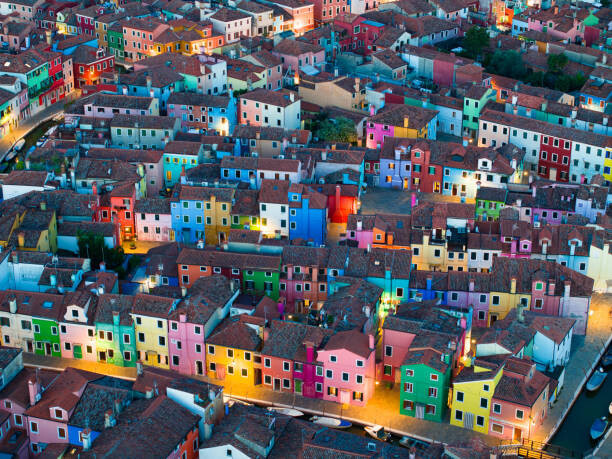 Pol Albarrán Fotografie Venice, Burano Island, Aerial Evening View, Pol Albarrán, 40x30 cm