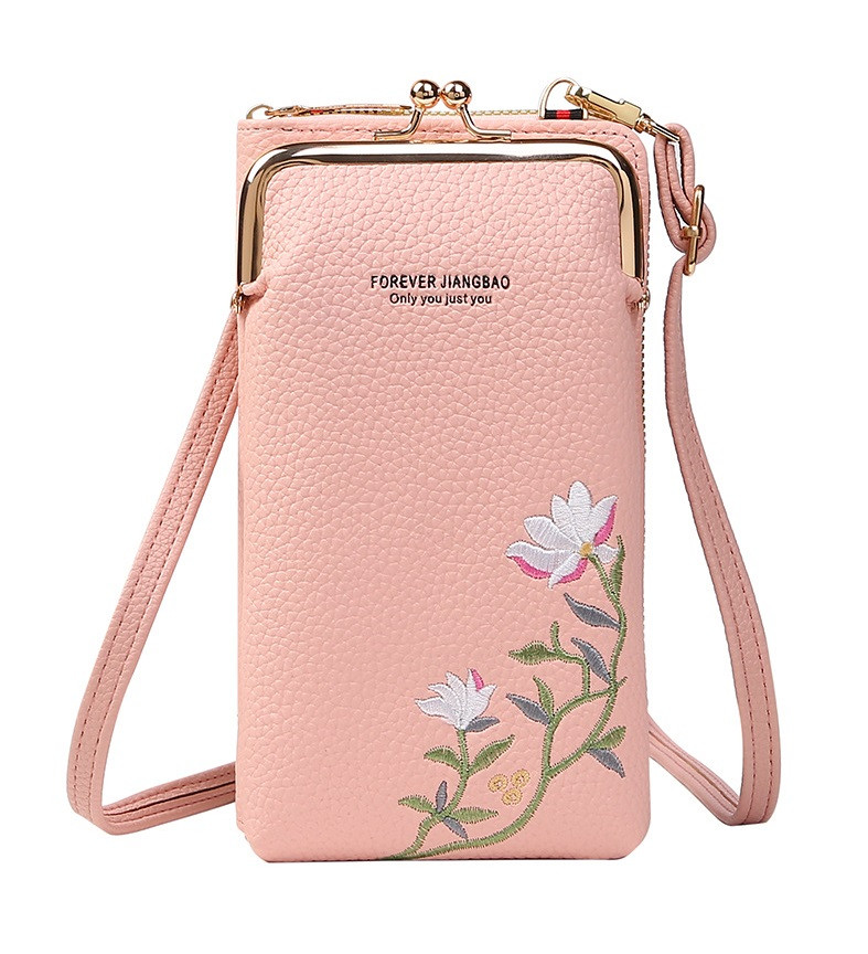 Kabelka TopQ Flower na mobil s popruhem růžová 125792