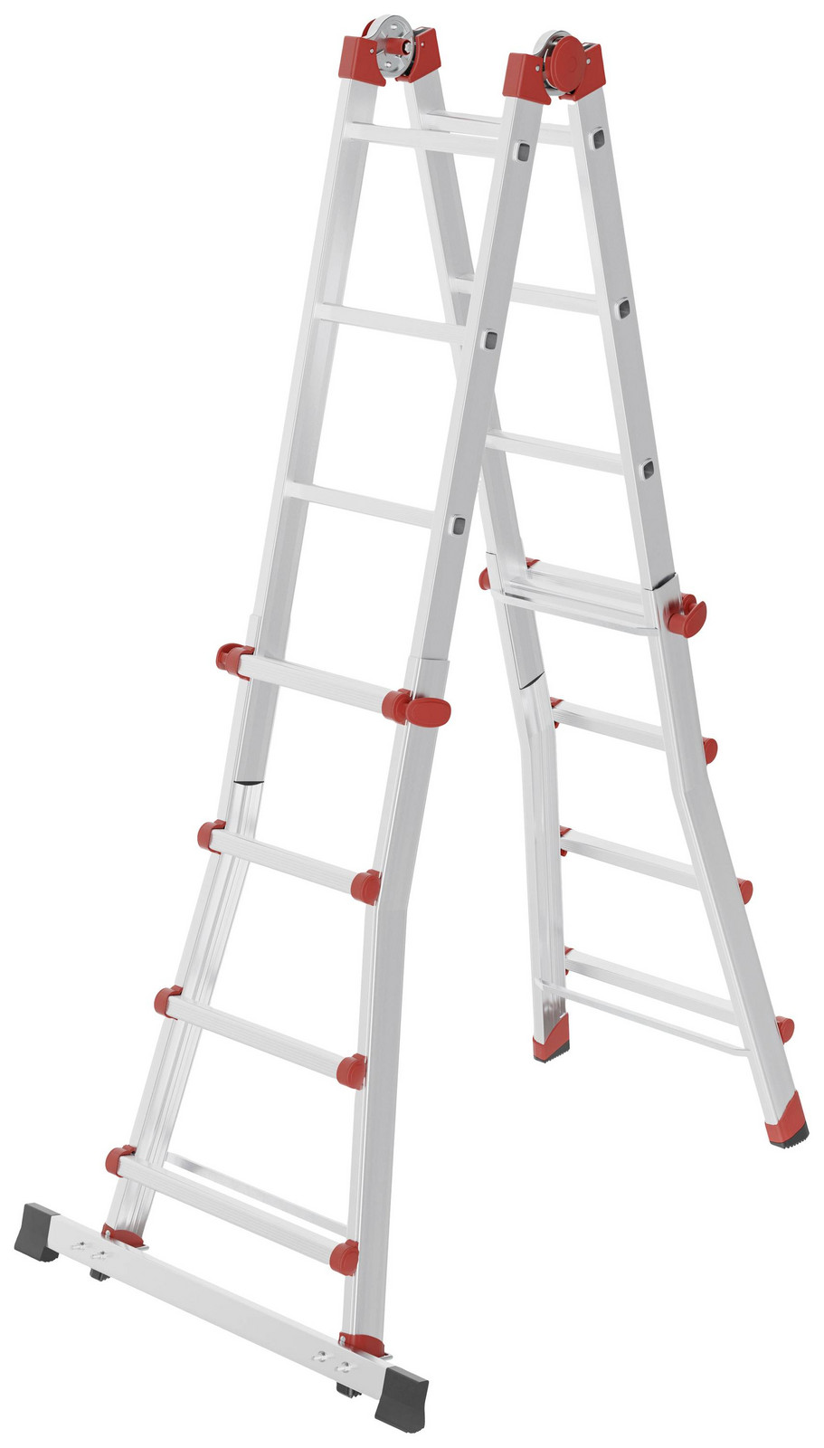 Hailo M80 7516007 hliník víceúčelový žebřík max.prac. výška: 4.70 m stříbrná, červená 12.7 kg
