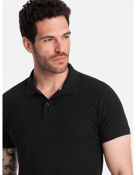 Pánská jednobarevná pletená polokošile BASIC černá