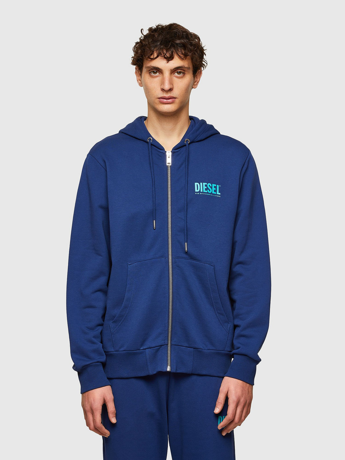 Diesel Sweatshirt - SGIRKHOODZIPLOGO SWEATSHIRT blue