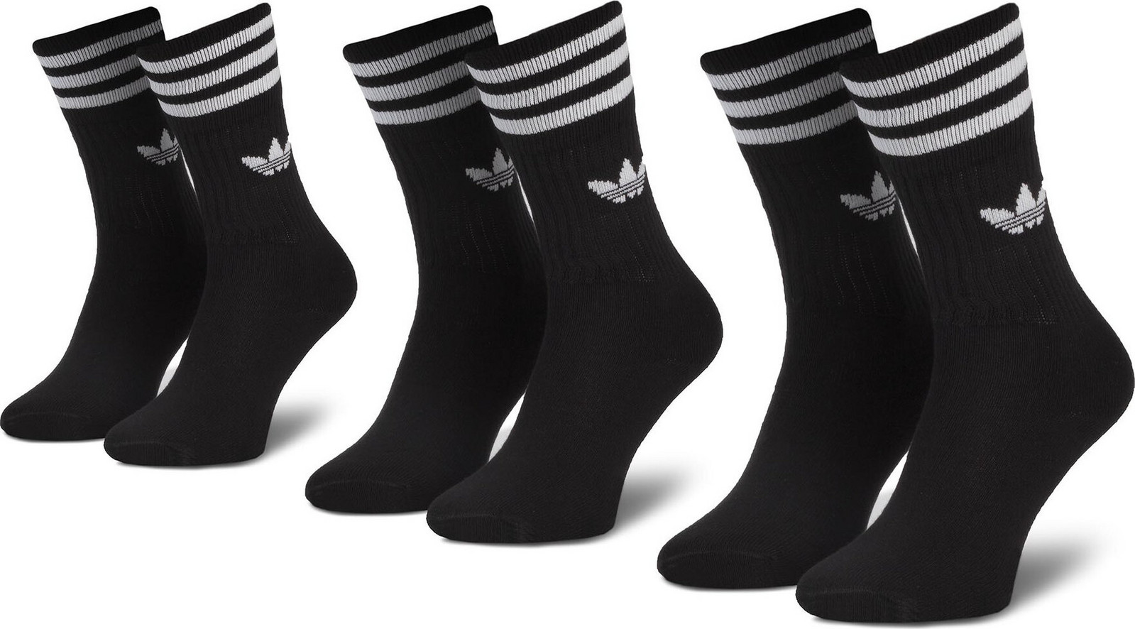 Sada 3 párů vysokých ponožek unisex adidas Solid Crew Sock S21490 Černá