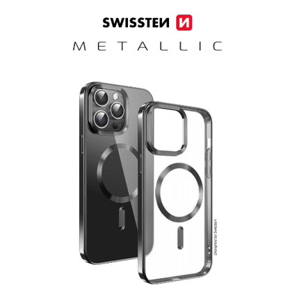 POUZDRO SWISSTEN CLEAR JELLY MagStick METALLIC PRO IPHONE 16 PLUS ČERNÉ 36500121