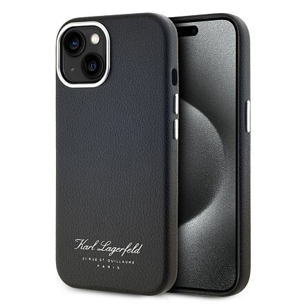 Karl Lagerfeld Grained PU Hotel RSG Zadní Kryt pro iPhone 14 Black KLHCP14SPGWCMKHK