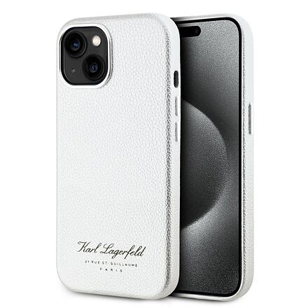 Karl Lagerfeld Grained PU Hotel RSG Zadní Kryt pro iPhone 15 Grey KLHCP15SPGWCMKHG