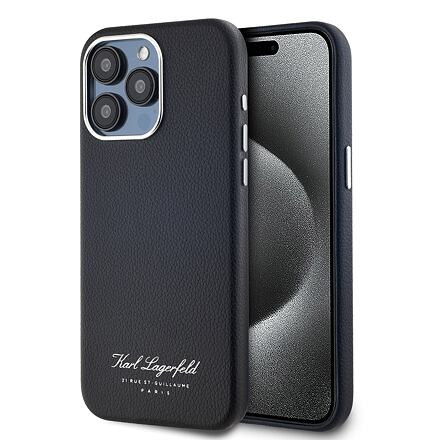 Karl Lagerfeld Grained PU Hotel RSG Zadní Kryt pro iPhone 15 Pro Max Black KLHCP15XPGWCMKHK