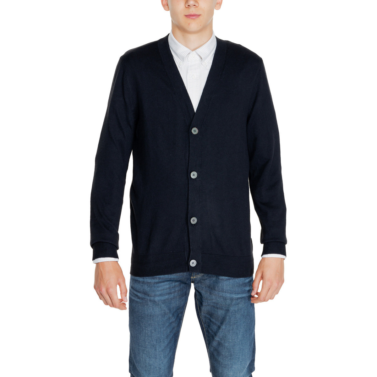 Jack & Jones  JJEEMIL KNIT BUTTON CARDIGAN NOOS 12257492  Černá