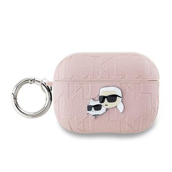 Pouzdro Karl Lagerfeld PU Embossed Choupette Heads pro AirPods Pro 2, růžová