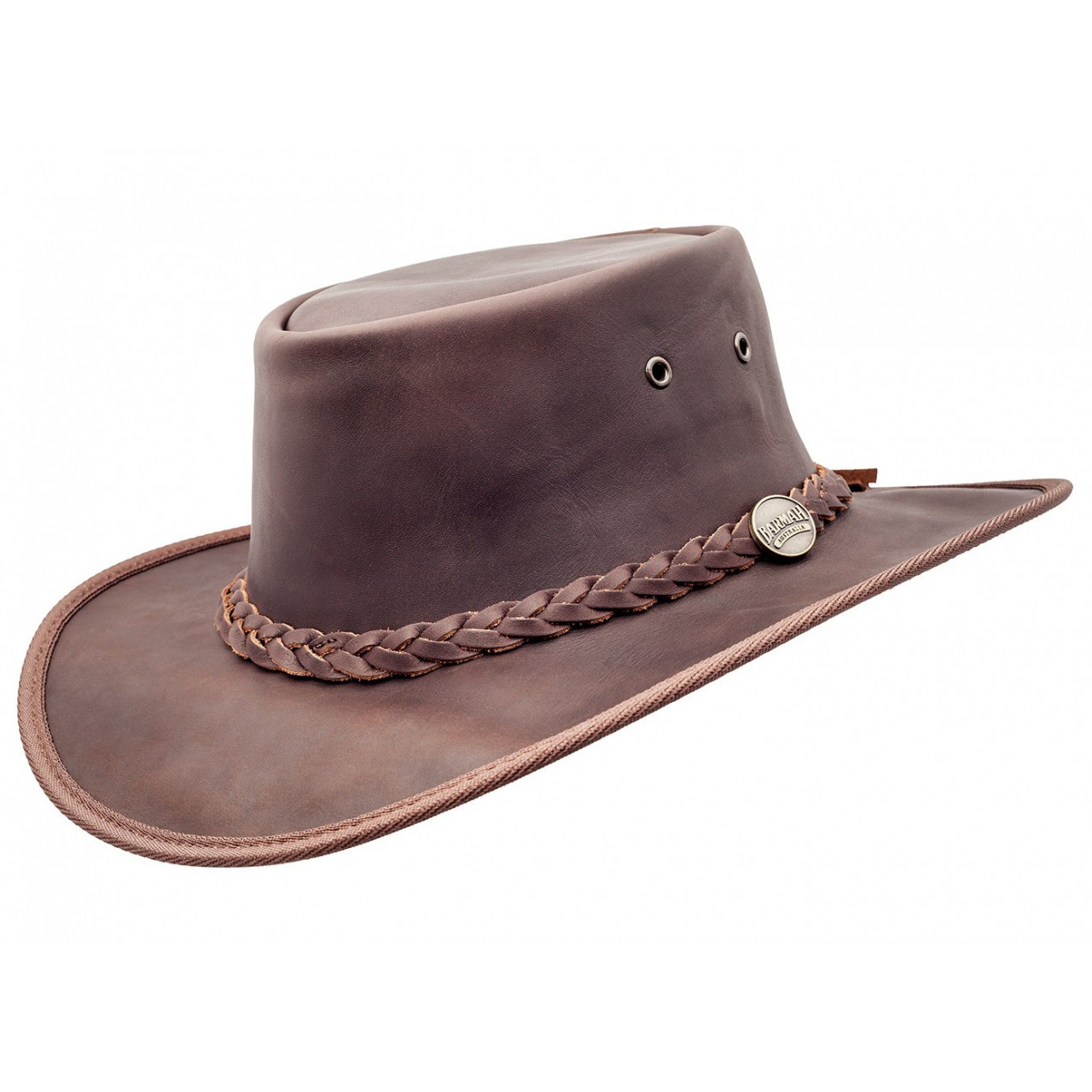 Klobouk australský kožený Barmah Hats Squashy Fullgrain - hnědý, S