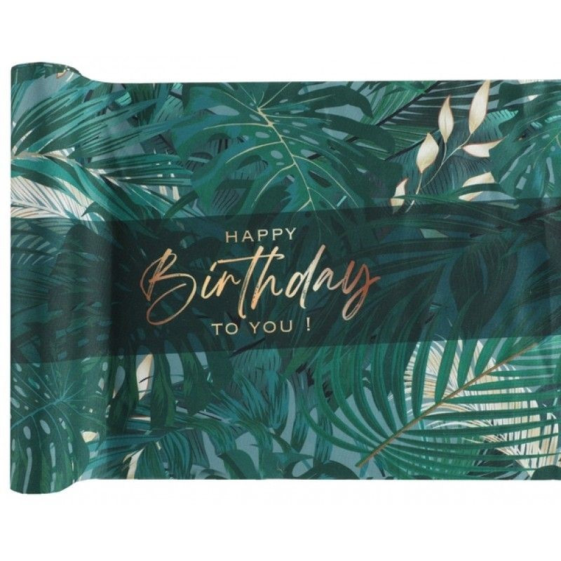 Šerpa stolová zelená Jungle birthday 28 cm x 3 m