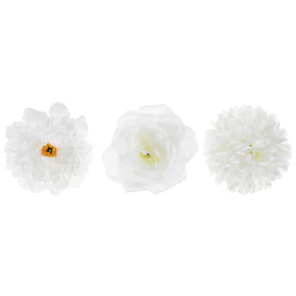 Dekorace umělé bílé květiny 7, 9, 10 cm 9 ks