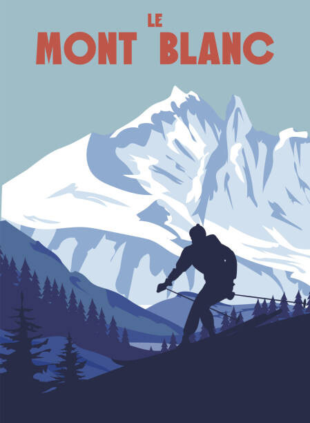 VectorUp Ilustrace Mont Blanc Ski resort poster, retro, VectorUp, 30x40 cm