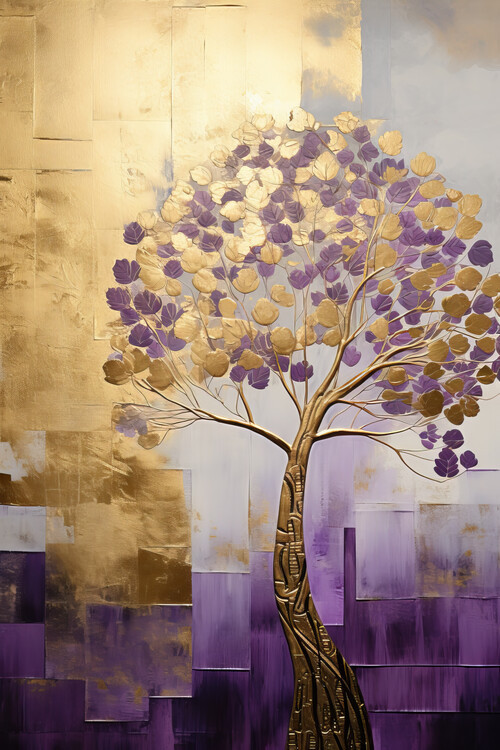 Bilge Paksoylu Ilustrace Purple Gold Paint, Bilge Paksoylu, 26.7x40 cm