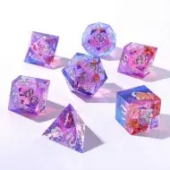 HYMGHO Captured Magic Hand Sanded Sharp Edge Resin Dice Set - Gilded Storm (7)