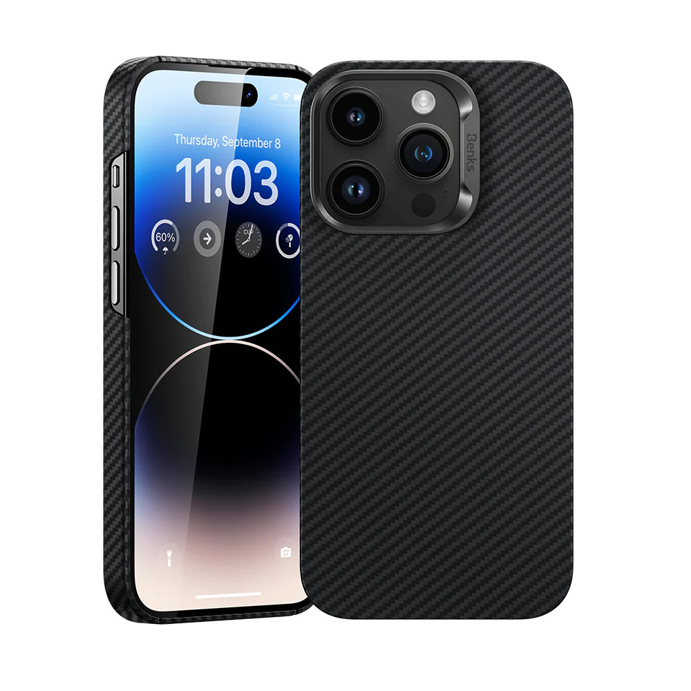 Zadní kryt Magnetic Armor Air Kevlar Metal Frame 600D pro iPhone 15 Pro Max černý