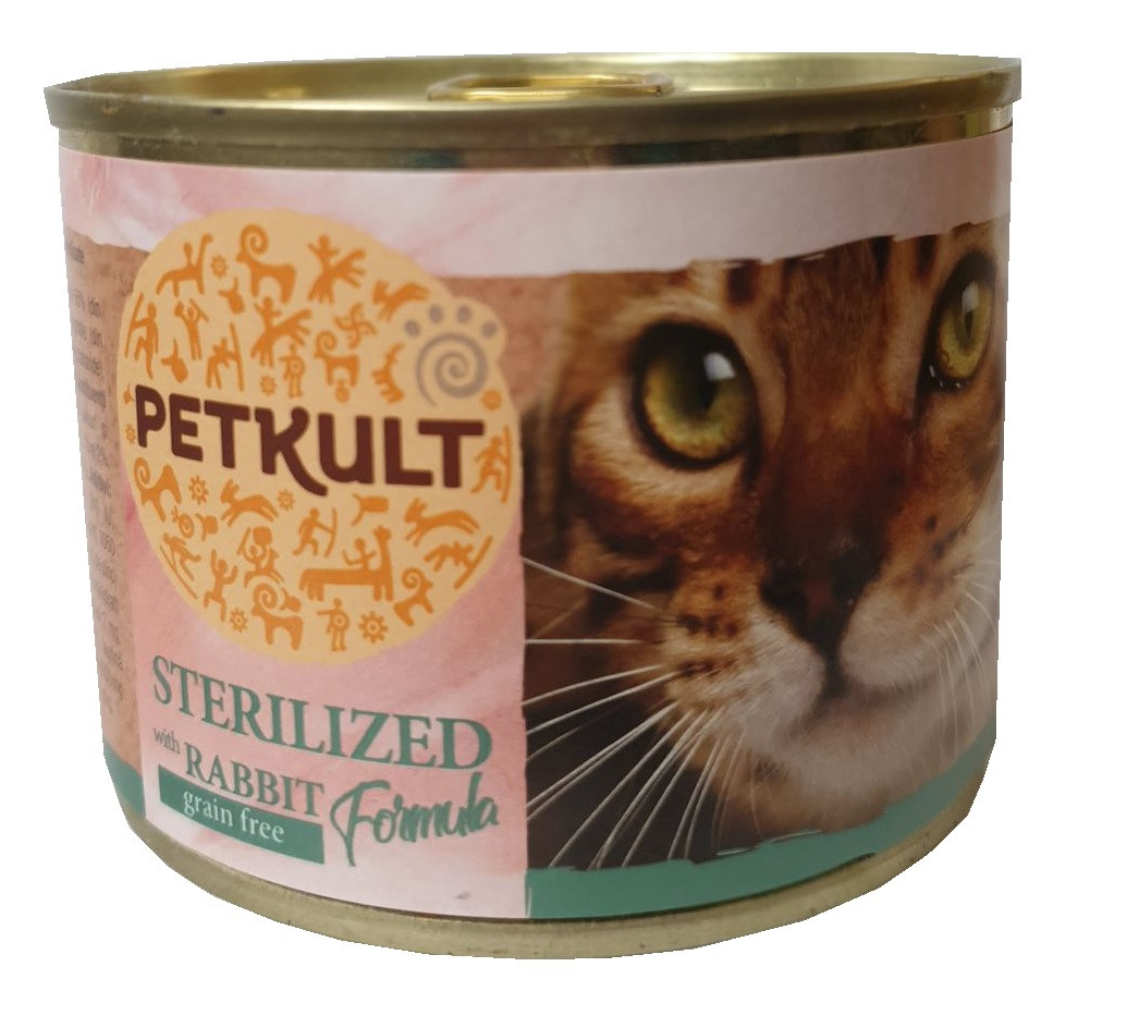 Petkult cat konzerva STERILISED  králík - 185g (10 + 2 gratis)