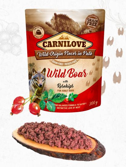 CARNILOVE dog  kapsa  PATÉ WILD BOAR/rosehips - 5 x 300g