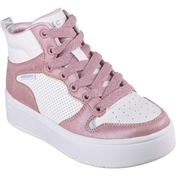 Skechers COURT HIGH - SHINE KICKS Dívčí vycházková obuv, bílá, velikost