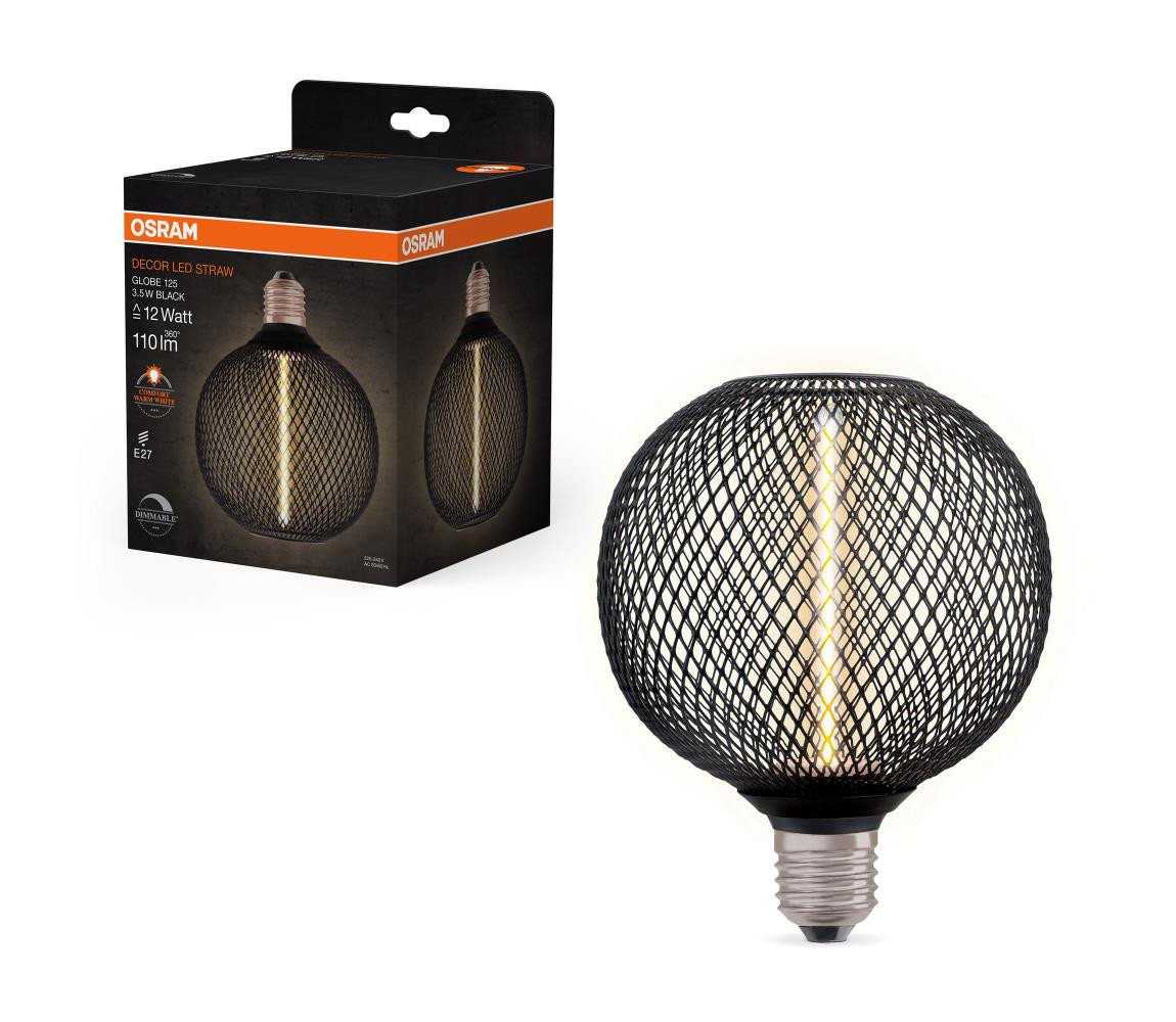 Osram LED Stmívatelná žárovka DECOR  FILAMENT G125 E27/3,5W/230V 1800K černá - Osram