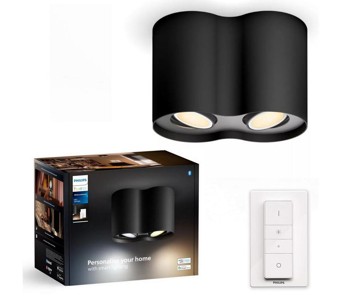 Philips Philips - LED Stmívatelné bodové svítidlo Hue PILLAR 2xGU10/4,2W/230V + DO černá