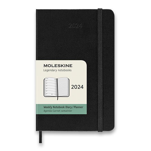 Diář Moleskine 2024 VÝBĚR BAREV - týdenní - tvrdé desky - L 1206/57230 - černý