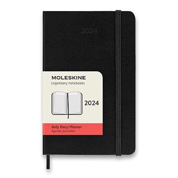 DIÁŘ MOLESKINE 2024 - TVRDÉ DESKY - S, DENNÍ 1206/57210 - černý