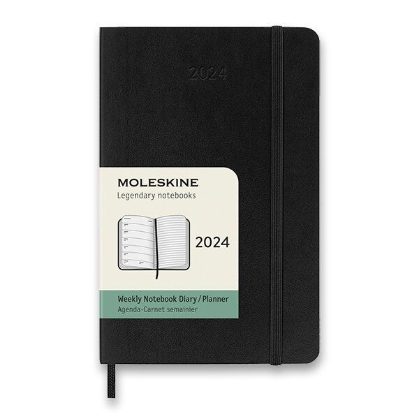 Diář Moleskine 2024 VÝBĚR BAREV - týdenní - měkké desky - S 1206/57240 - černý