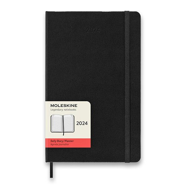 Diář Moleskine 2024 - pevné desky - L, denní - výběr barev 1206/57210 - Diář Moleskine - tvrdé desky, černý