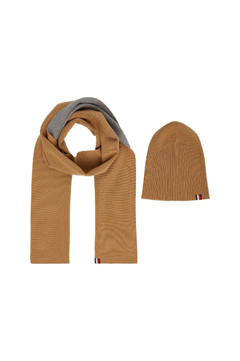 Hat & Scarf - Tommy Hilfiger GP MERINO SCARF & BEANIE brown