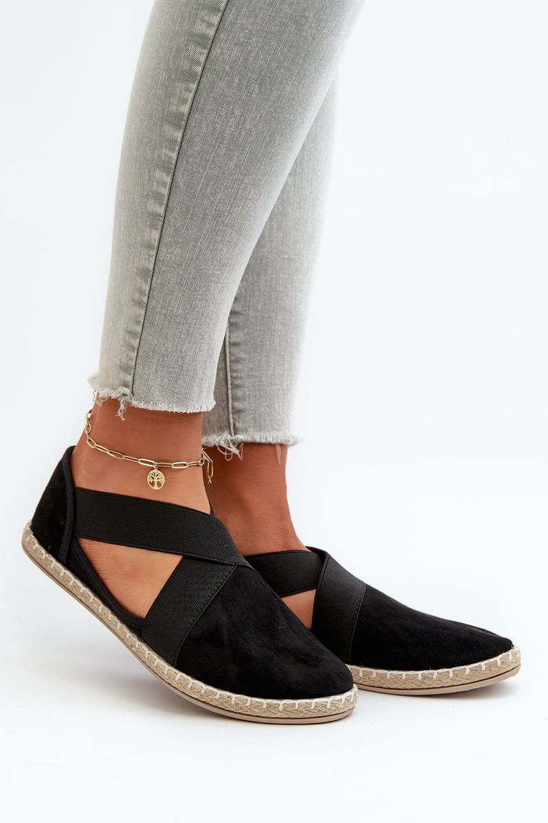 Dámské espadrilky s elastickými pásky Eco Suede Black Phaedrana