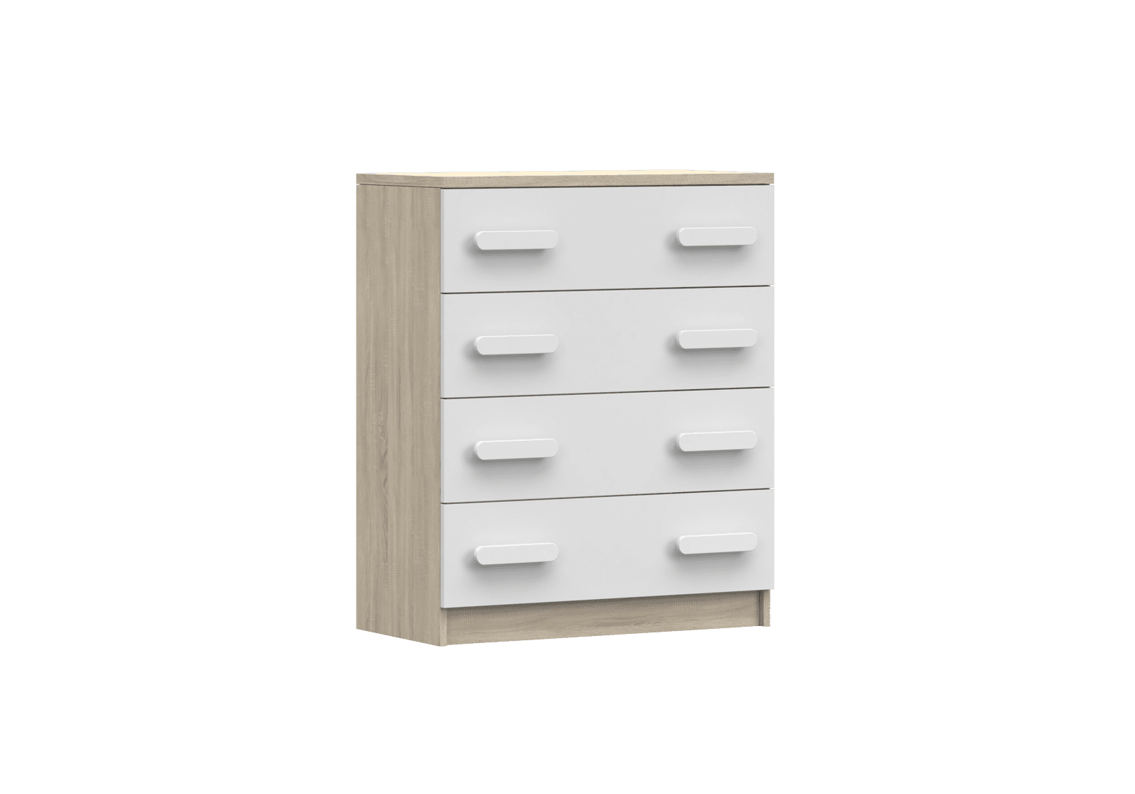 IDZ Komoda SMYK III 4S 02, 80 cm Bílá + Sonoma / Barevné úchytky Barva: Bílá