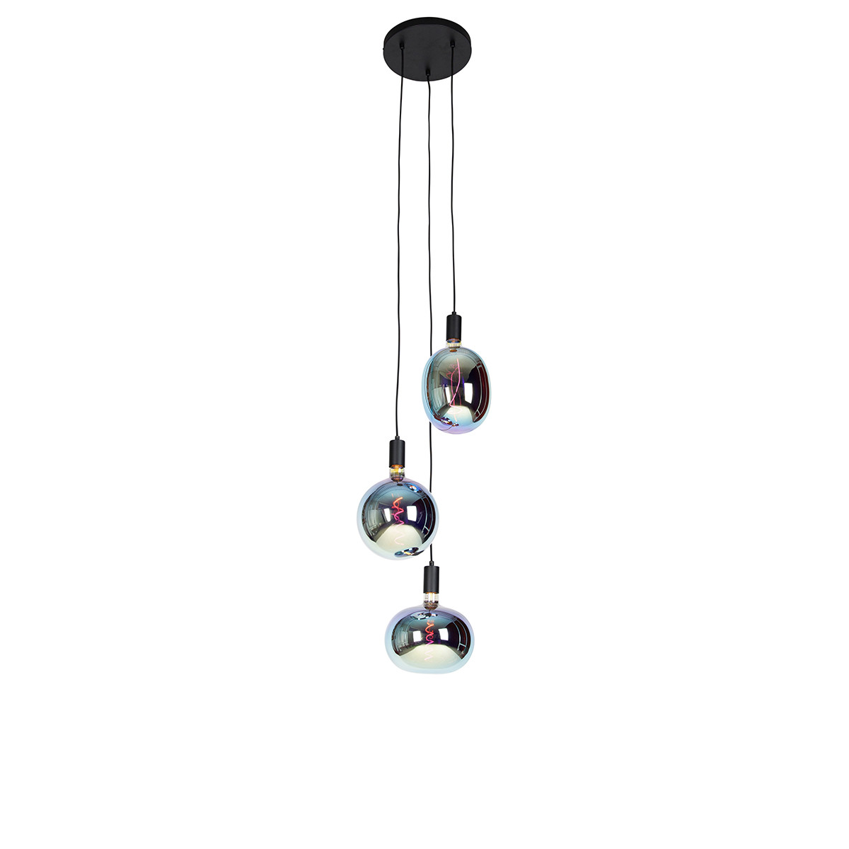 Industriële hanglamp zwart incl. LED 3-lichts - Facil