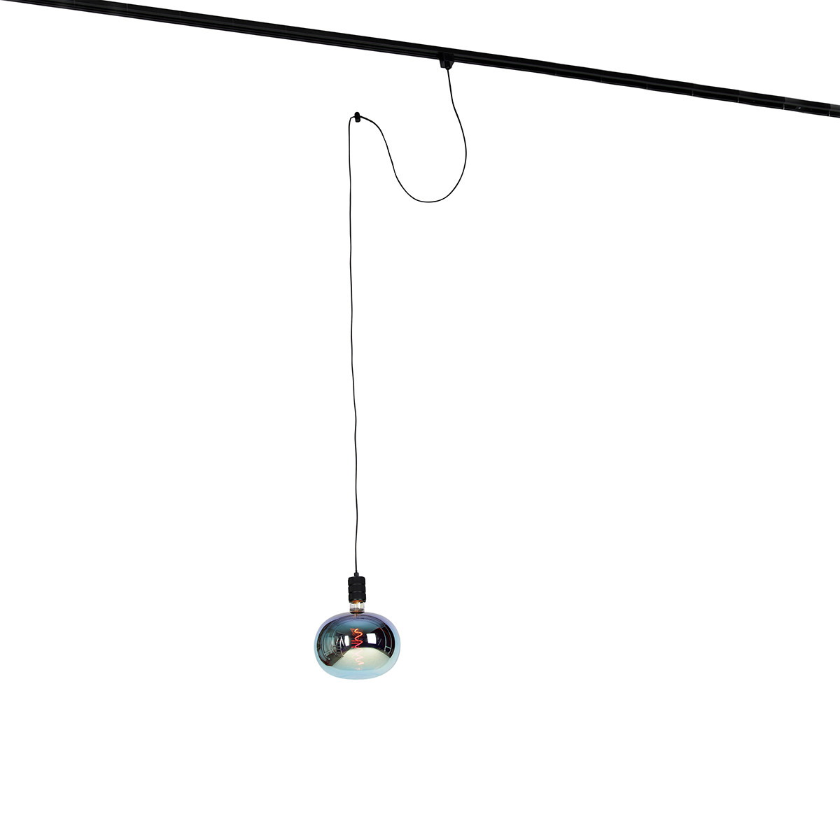 Hanglamp met rail ophanging zwart incl. LED G220 - Cavalux