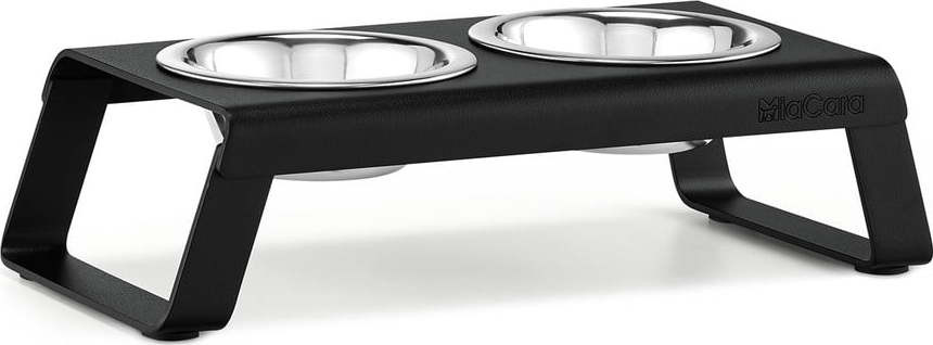 Kovový set misek s podstavcem pro psa Desco Black S – MiaCara