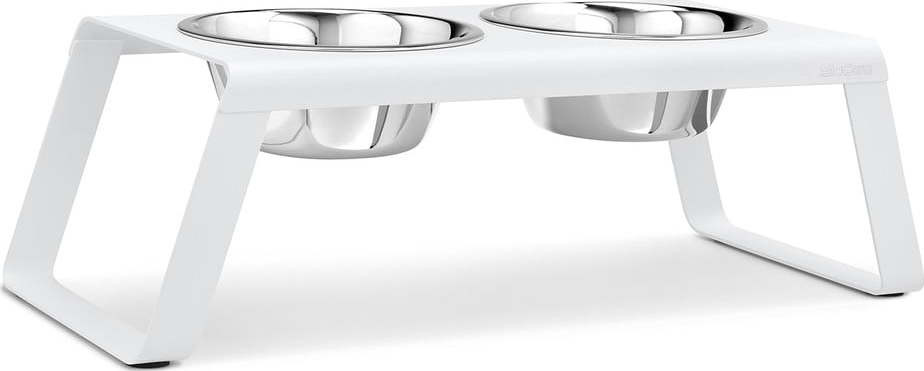 Kovový set misek s podstavcem pro psa Desco White L – MiaCara