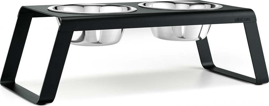 Kovový set misek s podstavcem pro psa Desco Black L – MiaCara