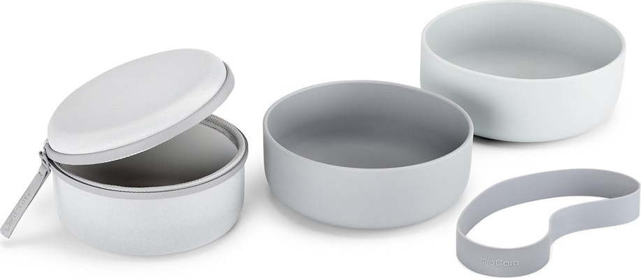 Silikonová cestovní sada misek pro psa ø 19 cm Bento Concrete/Slate – MiaCara