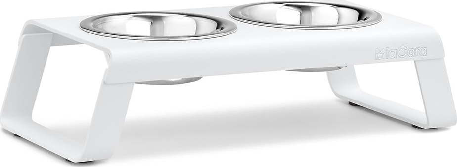 Kovový set misek s podstavcem pro psa Desco White S – MiaCara