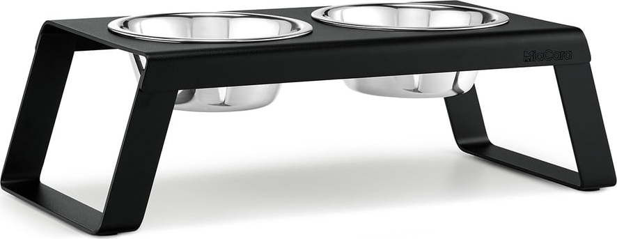 Kovový set misek s podstavcem pro psa Desco Black M – MiaCara
