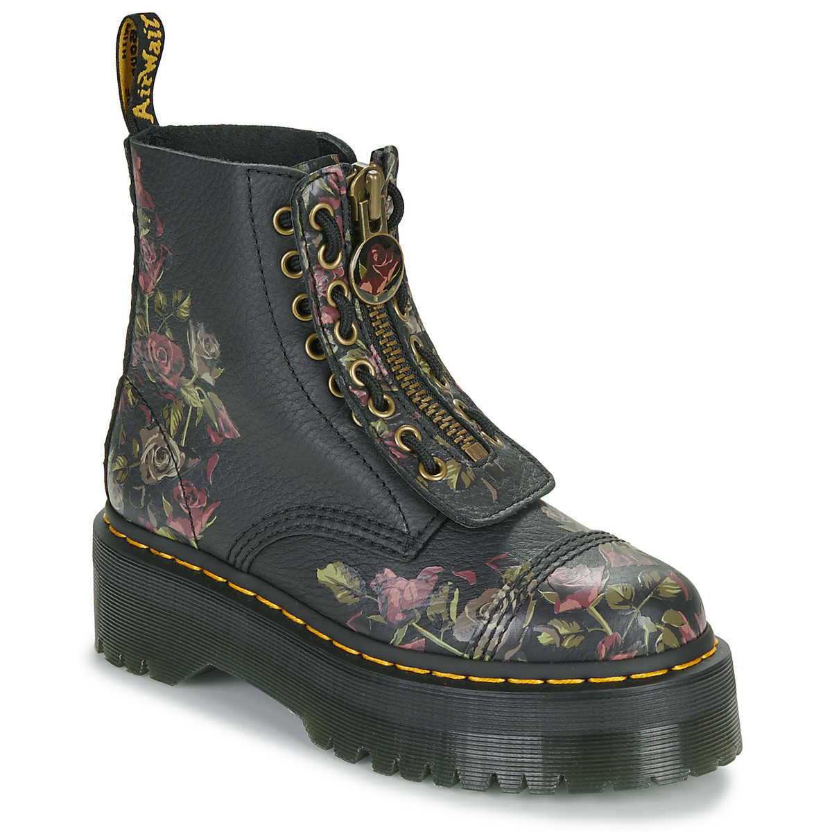 Dr. Martens  Sinclair Decayed Roses Classic Tumbled Nappa  Černá