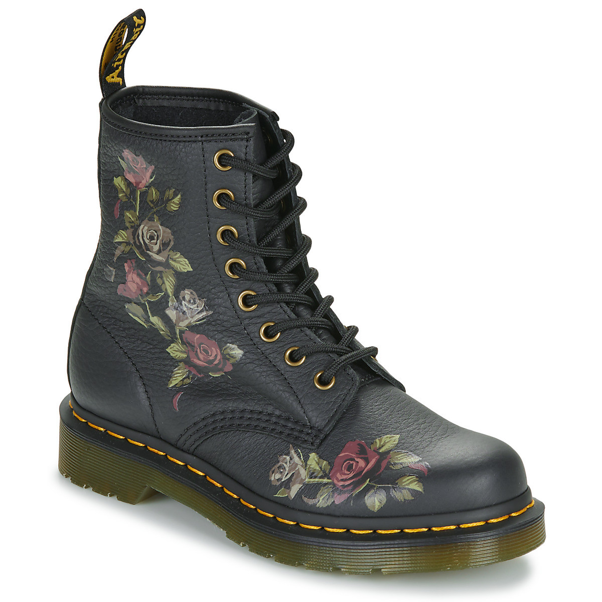 Dr. Martens  1460 Decayed Roses Classic Tumbled Nappa  Černá