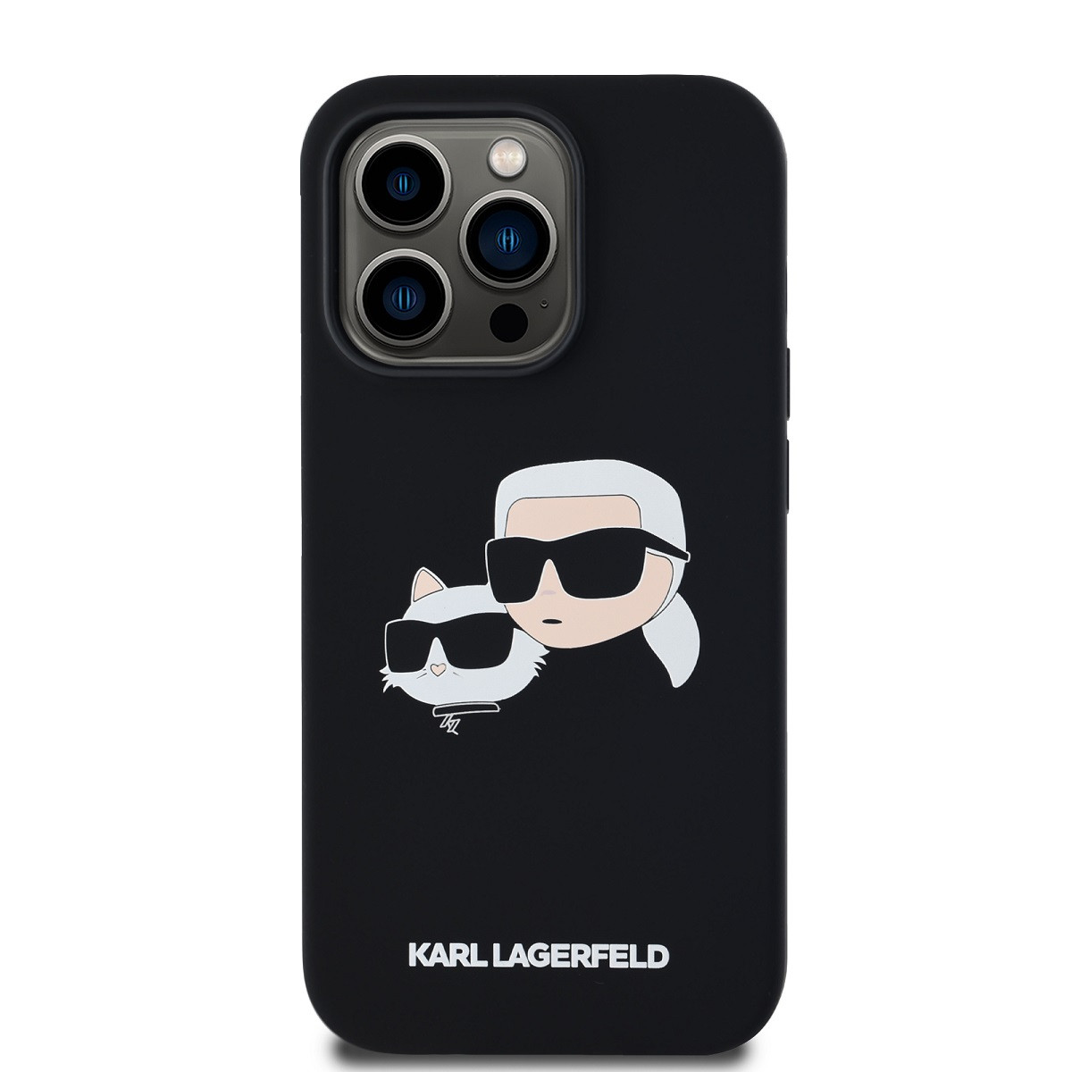 Zadní kryt Karl Lagerfeld Liquid Silicone Double Heads Magsafe pro Apple iPhone 14 Pro Max, černá