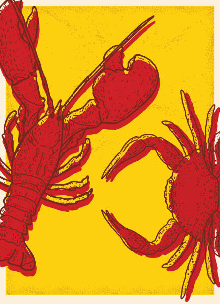 JDawnInk Ilustrace Seafood with lobster and crab, JDawnInk, 30x40 cm