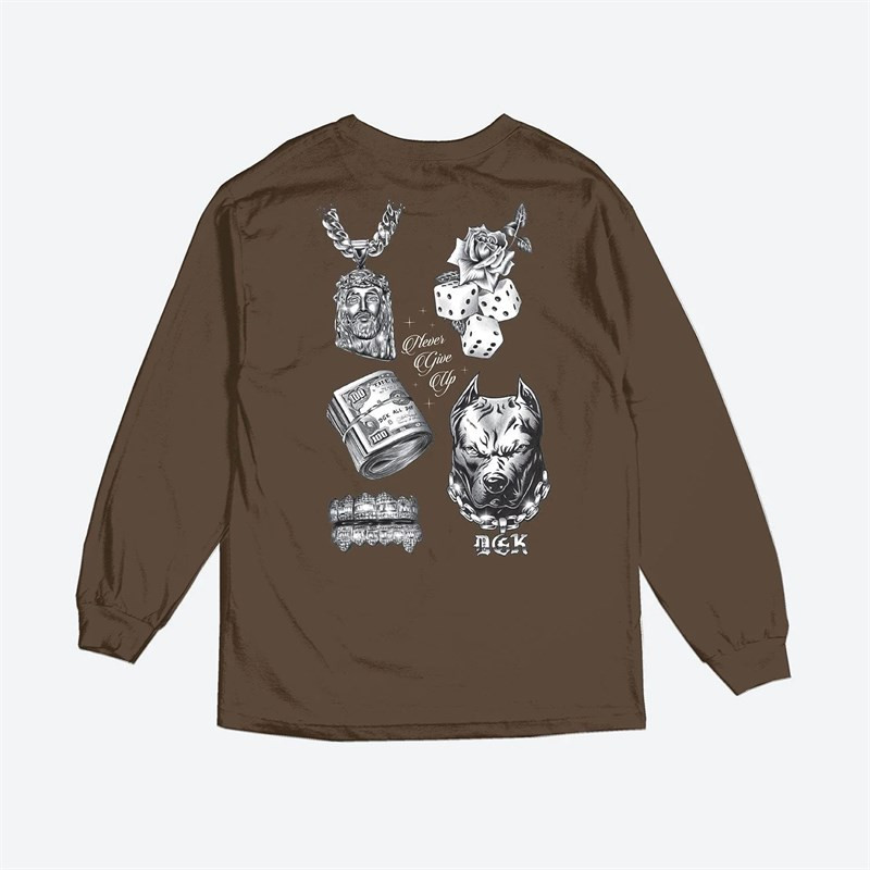 triko DGK - Effects L/S Tee Dark Chocolate (CHOCOLATE) velikost: 2XL